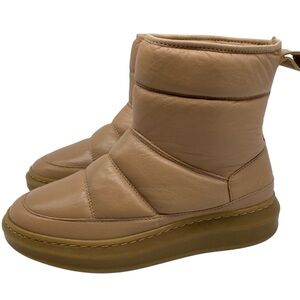 Ivylee Womens Shoes Moon Boots Sz 36 Latte Brown Leather Handmade Portugal Wool